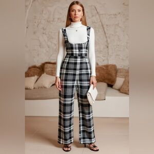 Cupshe Plaid Overall Jumpsuit NWT | Wide‑Leg Layered Look One‑Piece